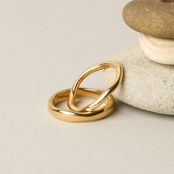 Stackable Gold Rings for Women Non Tarnish, Dainty 14K Gold Plated Chunky Stacki - Picture 7 of 9